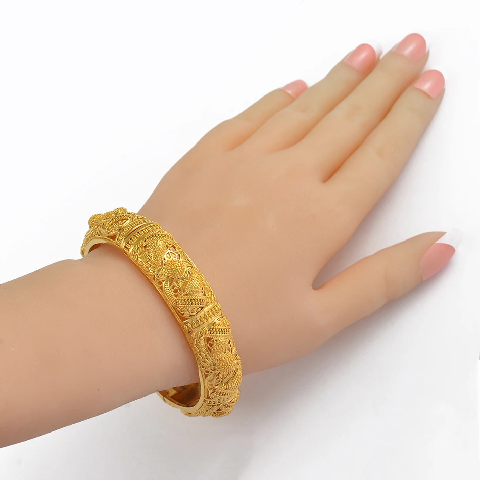 Anniyo 4pcsLot Dubai Wedding Bangles Ethiopian Jewelry Gold Color Africa Bracelets Women Birthday Jewelry 199606 251031
