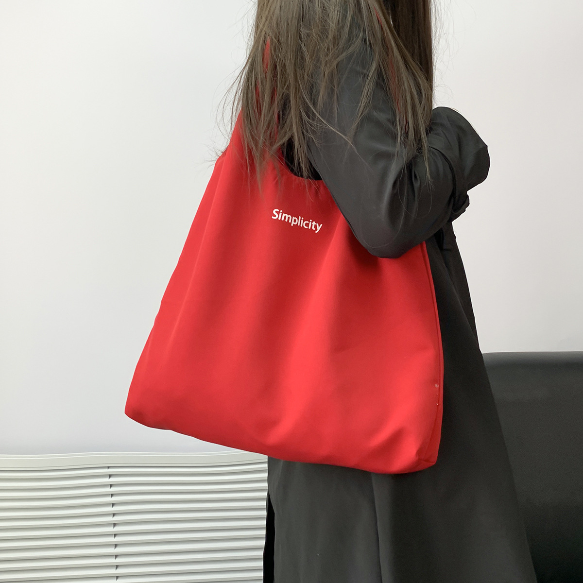 Spring and Summer Canvas Simple Letter Vest Large Capacity Travel Vacation Student Class Tote Shopping Bag