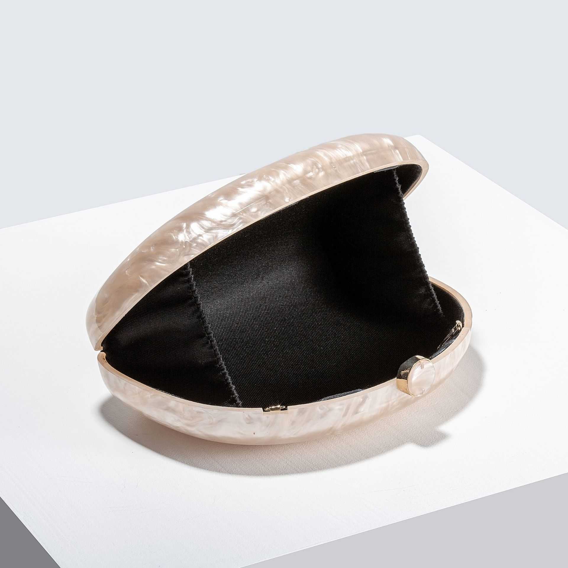 Womens New Half Round Pressed Bag Acrylic Dinner Bag Single Shoulder Oblique Cross Wedding Banquet Handbag