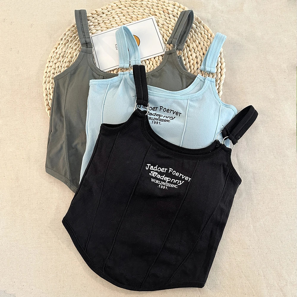 Alphabet printed crop top womens summer top sexy vest square neckline vest top Y2K non-woven womens crop top padding fashion 250403