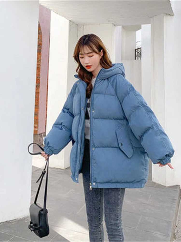 New Short Winter Jacket Women Warm Hooded Down Cotton Jacket Parkas Female Casual Loose Outwear Korean Cotton-padded Winter CoatT251105
