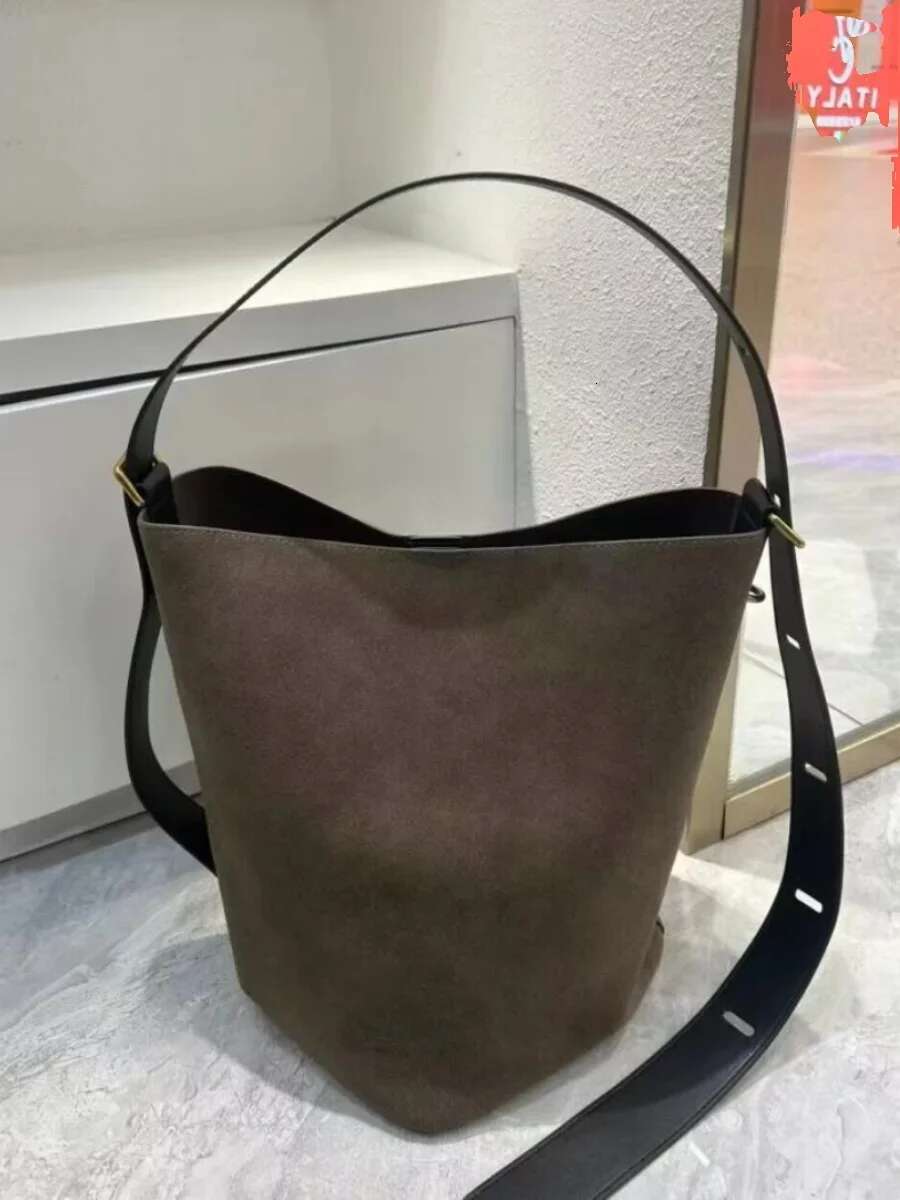 New Genuine Leather Women's Shoulder Cross Designer Head Layer Frosted Cowhide Female Handheld Underarm Bucket Bag