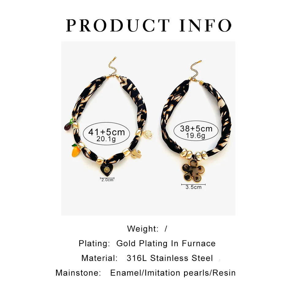 GHIDBK Black Enamel HeartShaped Resin Flower Pendant Womens Necklace Gothic Fashion Leopard Print Rope Chain Waterproof Jewelry 251031