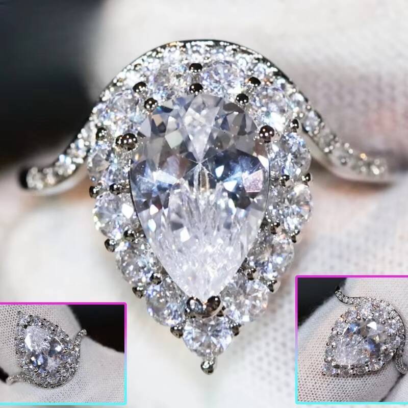 Custom GRA Vvs Moissanite 10K 14K 18K Solid Gold Emerald Radiant Oval Pear Cut Engagement 925 Silver Diamond Ring Women Men