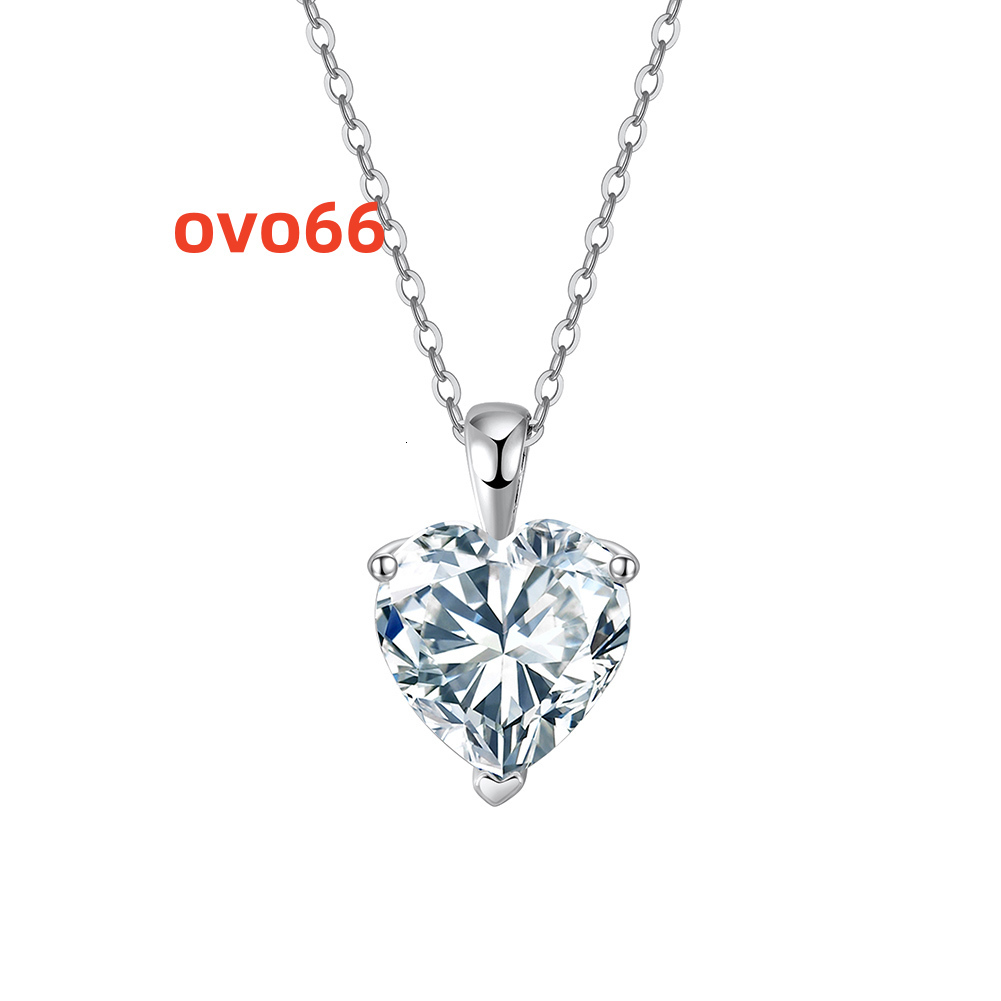SMON08 RINNTIN Forever Love Heart Pendant Necklaces for Women 1-4 Heartshape Moissanite Sterling Silver Pendant Jewelry