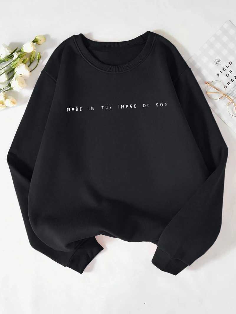 Trend Womens Sweatshirts Made In The Image Of Gad Printing Pullover Comfortable Crewneck Fleece Soft Hoodie Fashion ClothesT251105