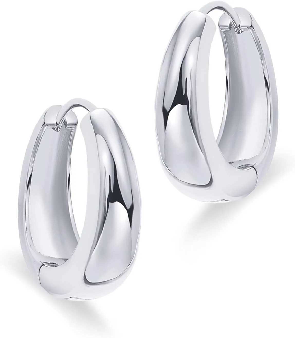 14K Gold Plated Sterling Silver Post Small Chunky Hoops Earrings | Thick Lightweight Gold Hoop Earrings for Women Retro style Z250403