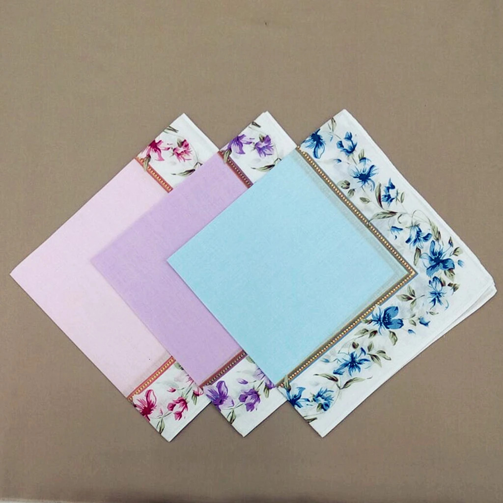 12Pcs Cotton Beautiful Handkerchiefs Women Pocket Hanky Party DIY Hankie Kerchiefs Towel 250403