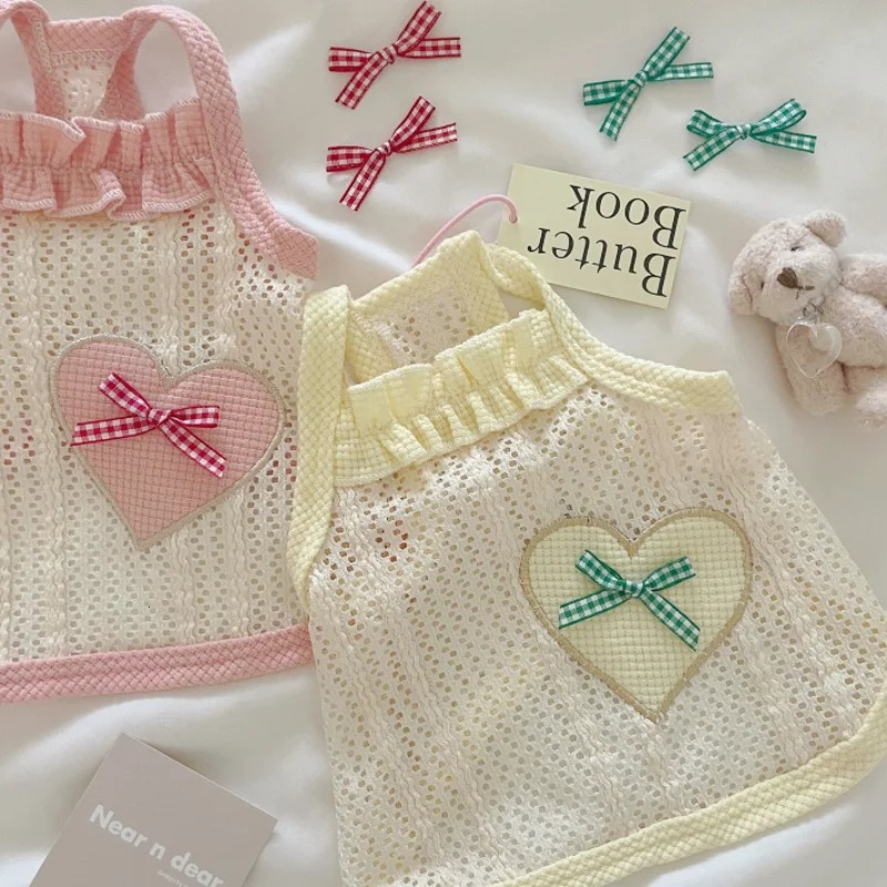 Summer Dog Cooling Vest Pet Dog Suspenders T-Shirt Bowknot Puppy Clothes for Small Dogs Cat Vests Chihuahua Bichon Dog Costume 250402