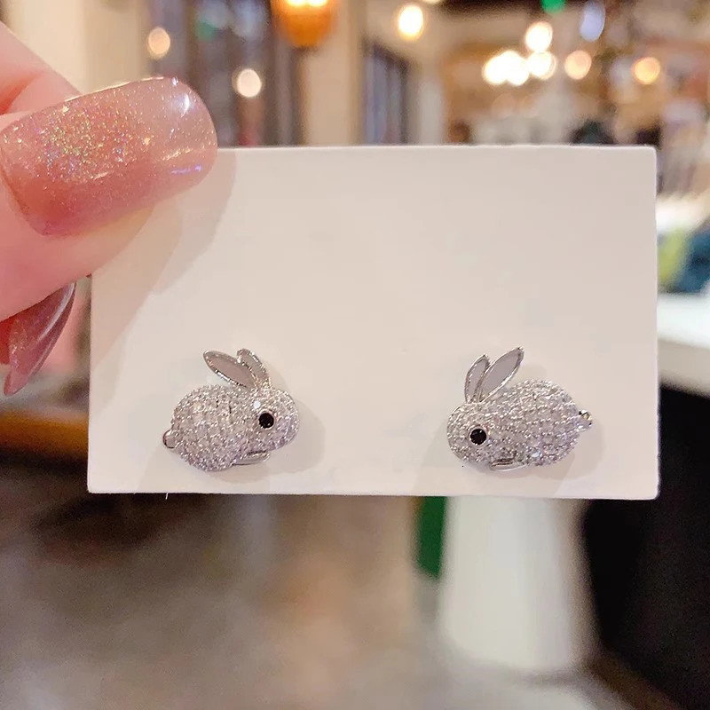 Huitan Animal Rabbit female earrings full CZ cute fancy girl gifts daily wear party fashion jewelry 250326