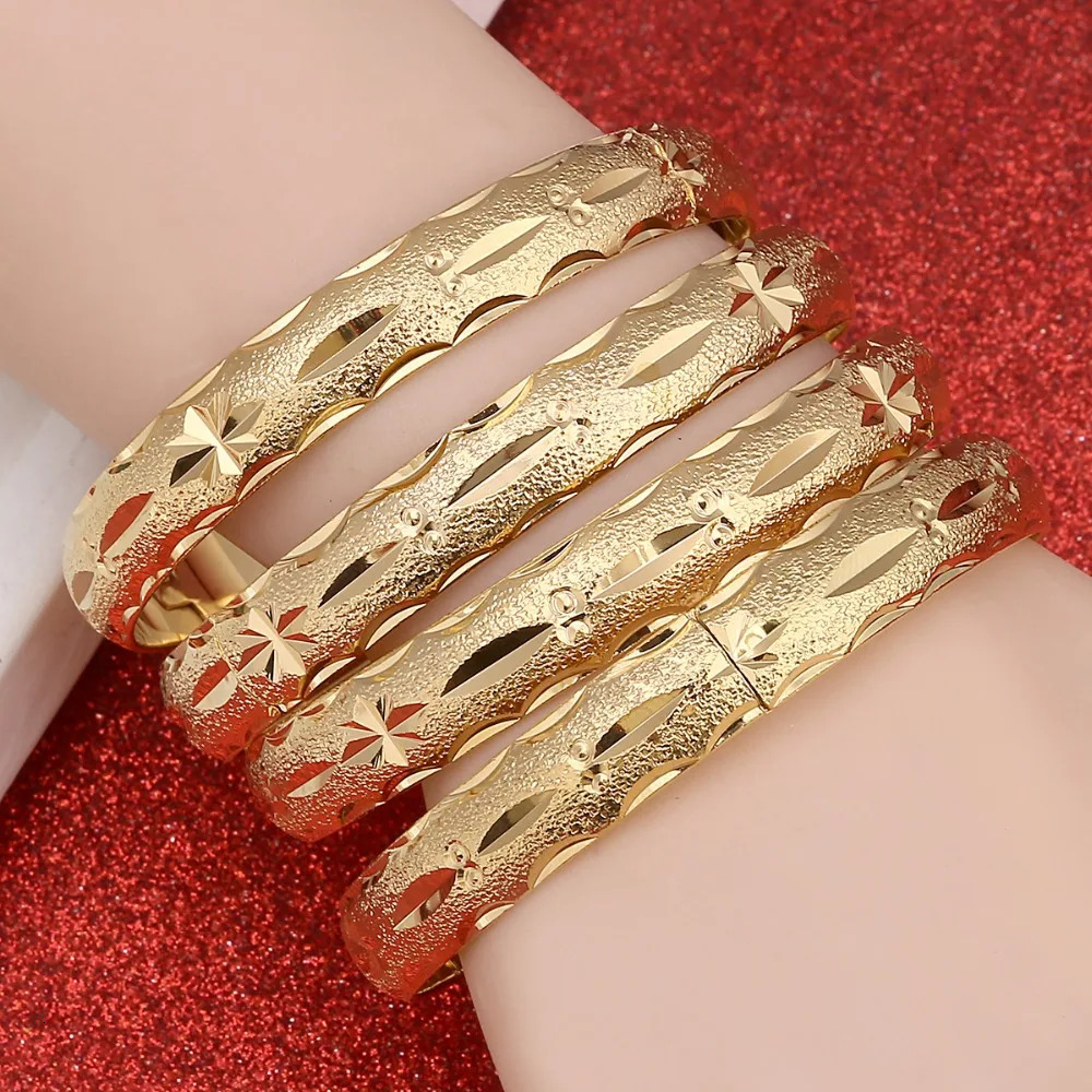 24k Gold Bangle for Women Gold Dubai Bride Wedding Ethiopian Bracelet Africa Bangle Jewelry Gold Charm Bracelet 251031