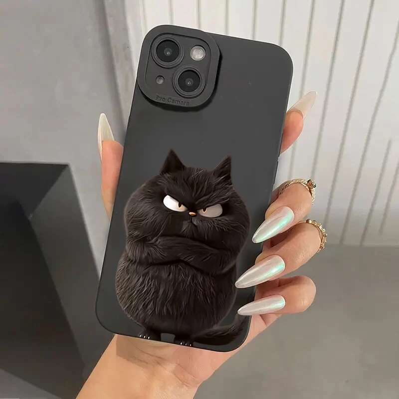 Funny Cool Cat Silicone Phone Case For iPhone 14 13 12 11 Max 15 Pro XS XR X 7 8 16 Plus Shockproof Matte Soft Cover