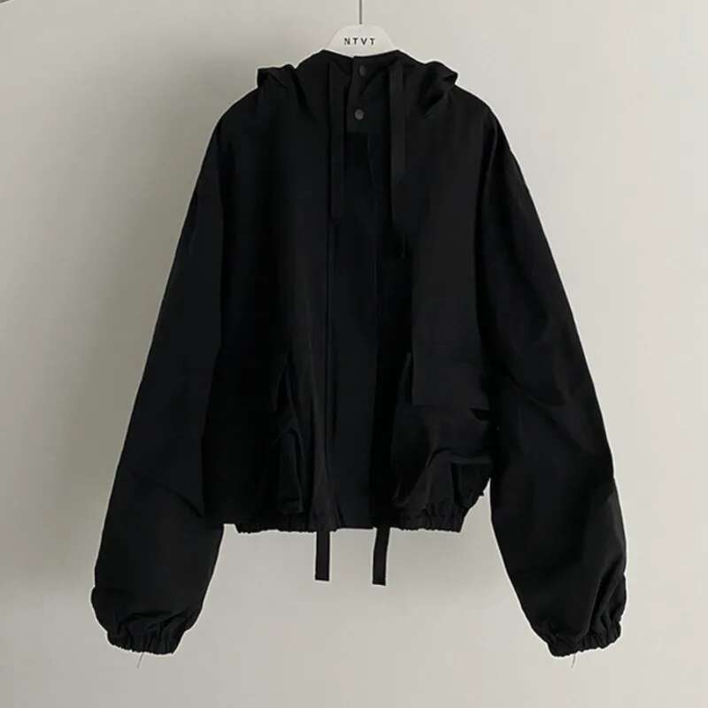 IEFB New Style Hooded Jacket Spring Loose Trend Cargo Jackets Zipper Solid Color Fashion Tide 2023 Casual Men's Clothing 9A7586