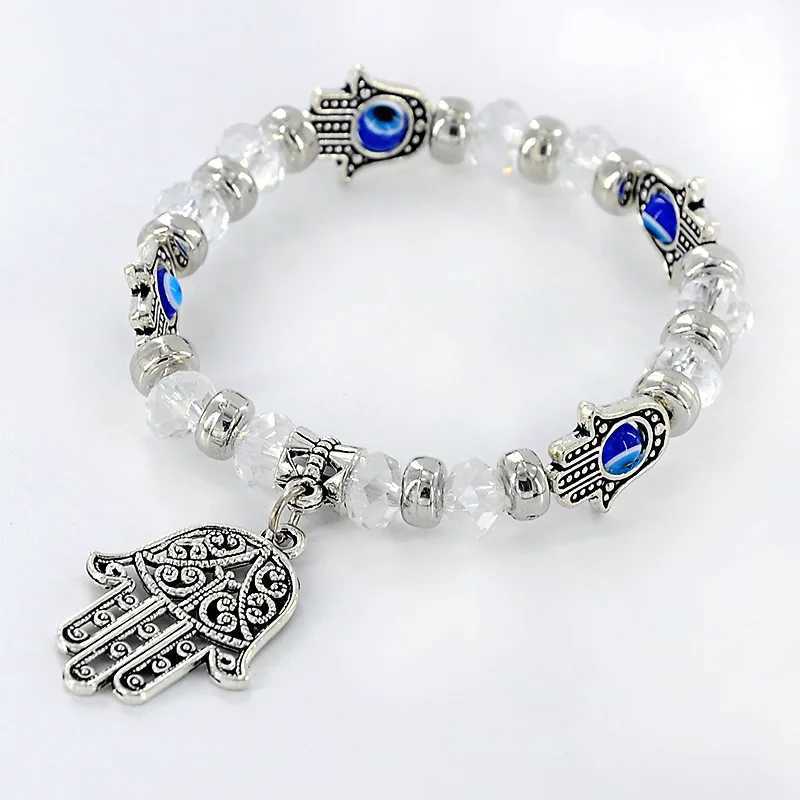 Turkish Blue Eyes For Women Crystal Resin Lucky Bead ing Chain Ladies Charm Jewelry Palm Wear Gifts C251105