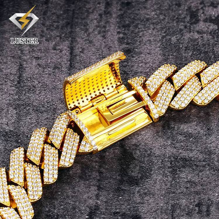 20mm Advanced Customization Hiphop Style Sterling Silver Moissanite Cuban Chain Necklace Moissanite