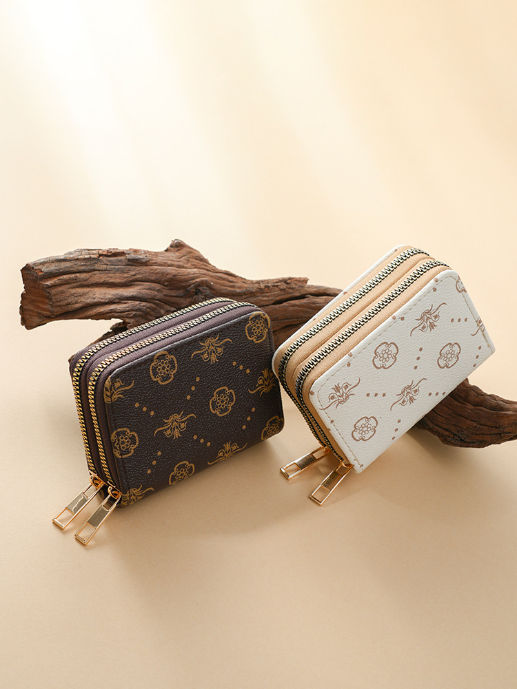Luxury Wallet 2025 New Fashion Women's Card Holder, Dual Zipper Accordion Wallet with Multiple Card Slots, Multi-Functional Vintage Coin Purse Fr