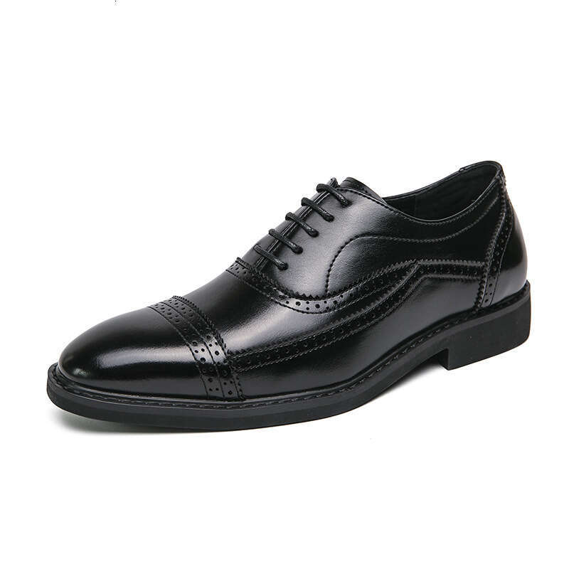 Large carved formal 38-46 new British Block men's three piece leather shoes