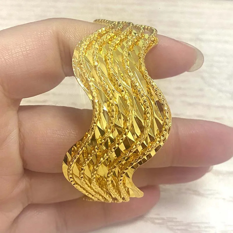 Ethiopian Dubai Gold Color Bangle For Women Girl Africa Wedding Thick Bracelet Bangles for Women 251031