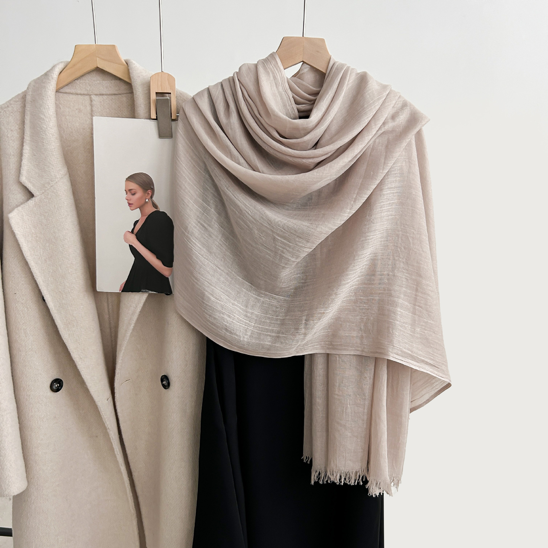 K308 Cotton and linen scarf high-end spring and summer all-match pure color Japanese and Korean atmosphere gauze scarf sunscreen shawl simple neck sca