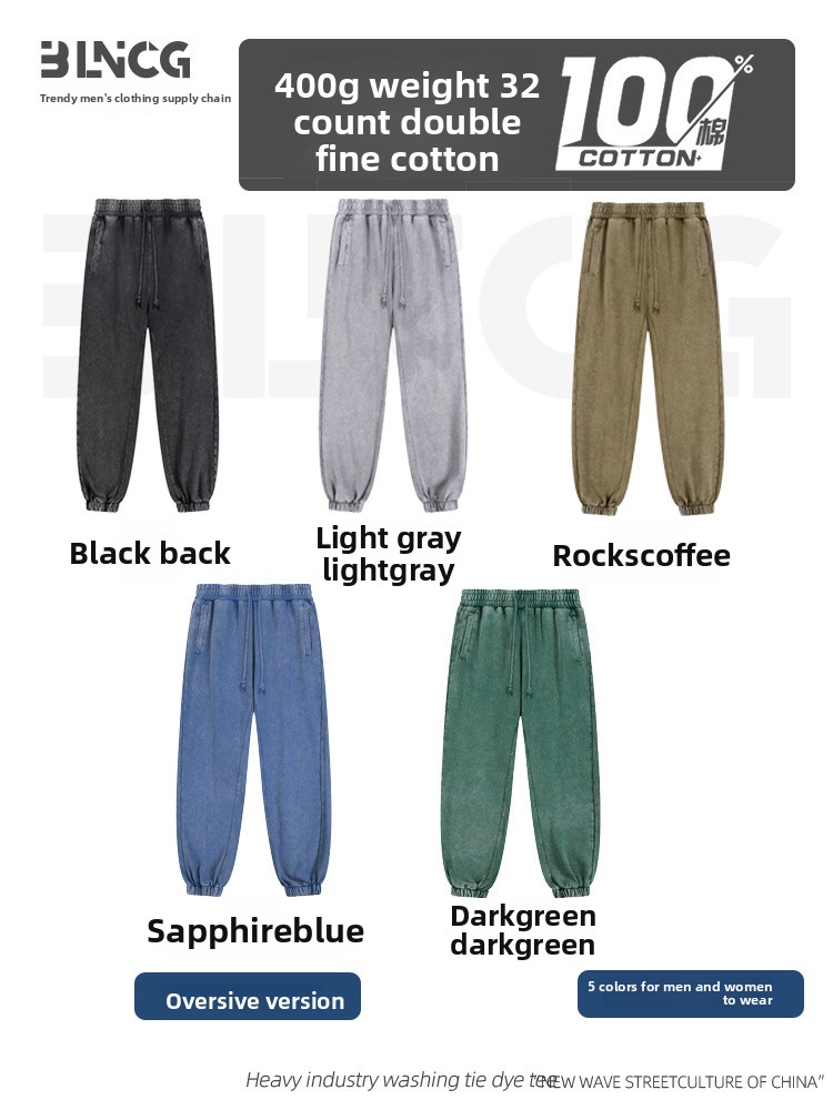 BLNCG Men's Reverse Dyed Sweatpants, 100% Cotton Retro Style, Customizable Colors, Oversize Fit, Ideal for Streetwear Lovers-GWKL-11