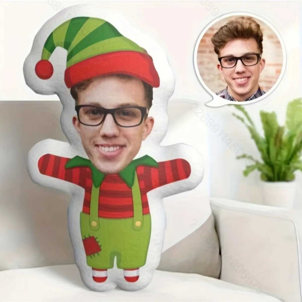 Customized Christmas face portrait home throw pillows DIY double-sided printed cushions whimsical and fun gifts Y251105