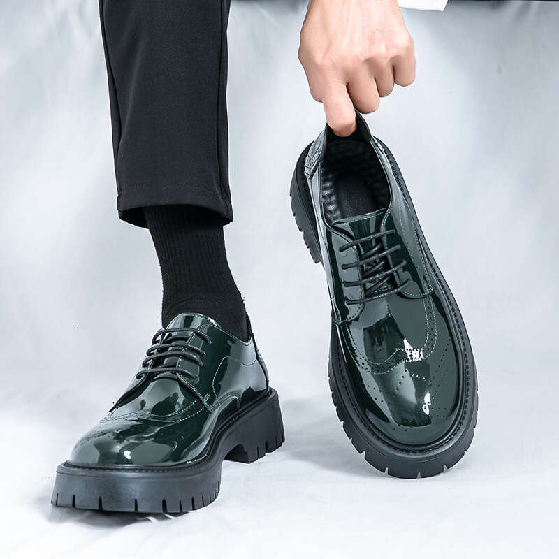Large men's big toe thick sole, height increasing casual lace up shoes, sizes 38-46, 2024 Spring and Autumn new leather shoes