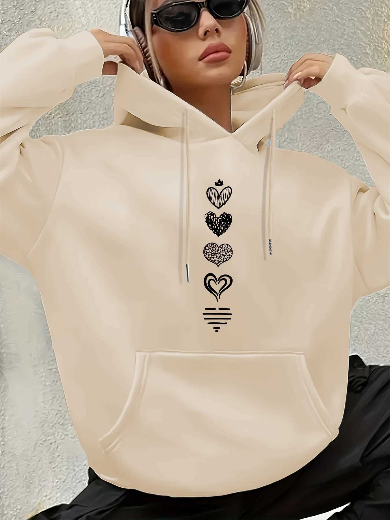 2025 Autumn and Winter Womens Casual Hoodie Geometric Pattern Hooded Collar Autumn and Winter Casual Wear Personality Y2K TopT251105