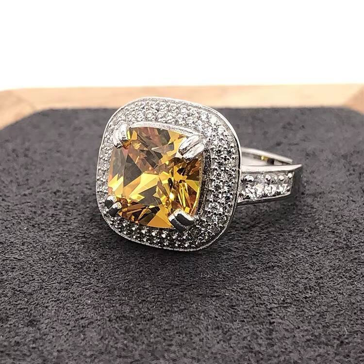 European and American Style Noble Style Citrine Fashion 925 Sterling Silver Gemstone Rings
