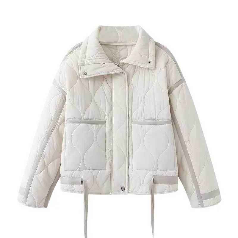 autumn and winter new womens clothing womens stand-up collar quilted casual cotton coat loose large pocket jacket J251105