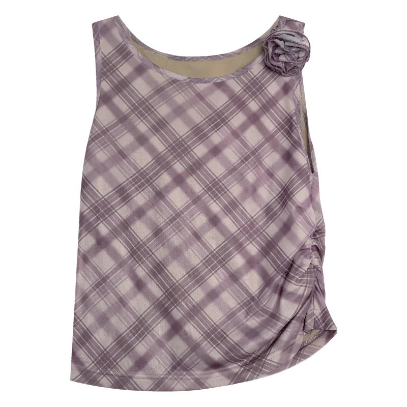 Tongirls Harajuku retro mesh top sleeveless plain weave patterned vest Y2k retro vest streetwear Korean summer vest 250402