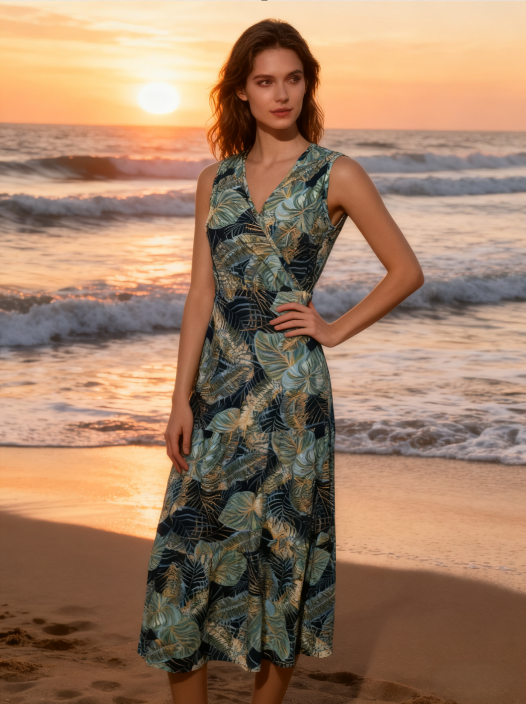 New Leaf European-Style South American Seaside Resort Sexy Sleeveless Flowing Dress