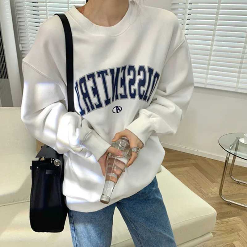 Women hoodie Sweatshirts Korean Fashion casual Letter Shirt Long Sleeve Y2k Top Womens Loose printed Pullover Y2k Clothes coatsT251105