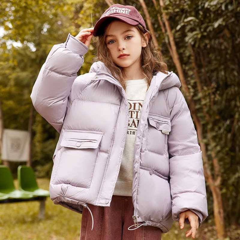 2025 Winter Down Jacket for Girl 90 White Duck Down Hooded Thick Warm Teenage Girl Outwear Coat 5-16 Years Kids ParkasT251105