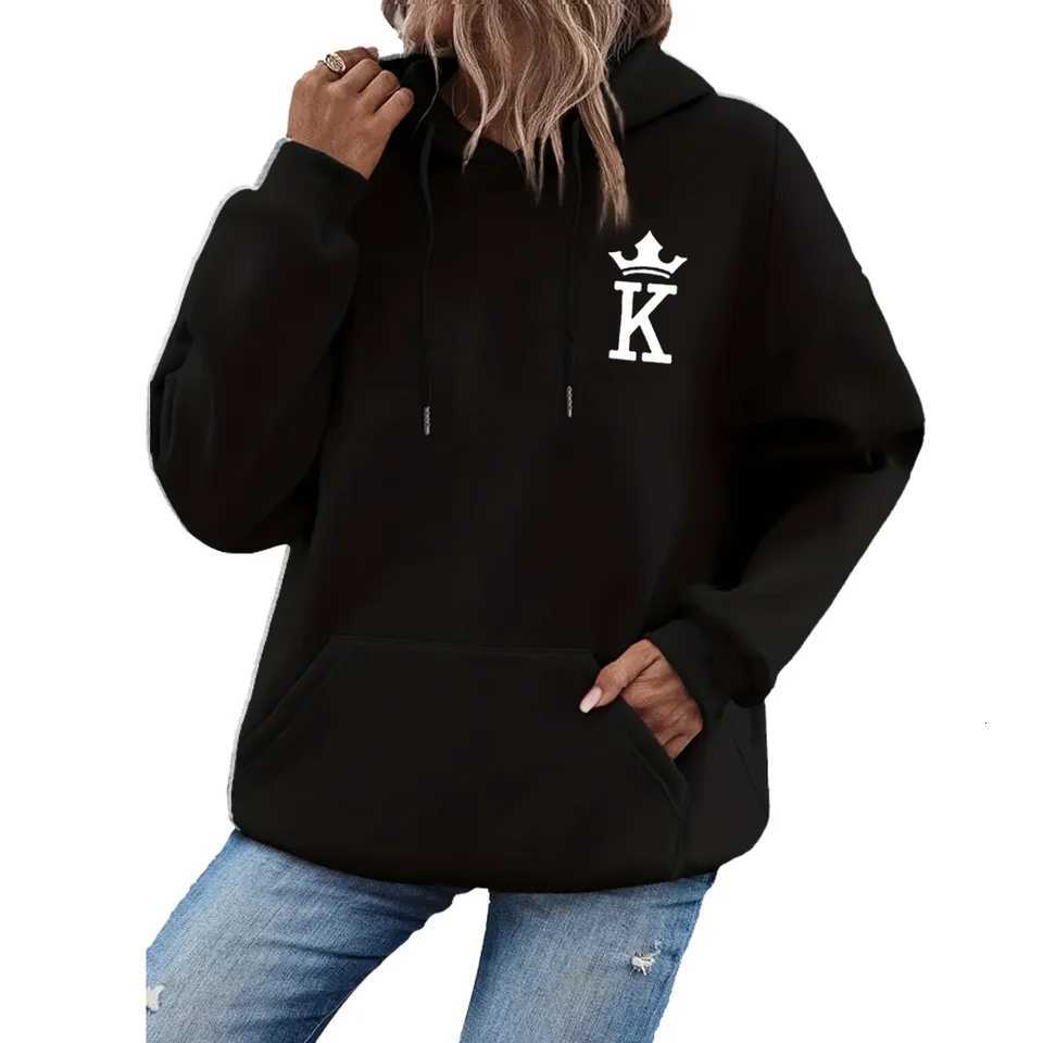 Women H Print Hoodie Long Sleeve Pullover Fashion Clothing Casual Solid Color Female Spring Autumn Fashion StreetwearT251105