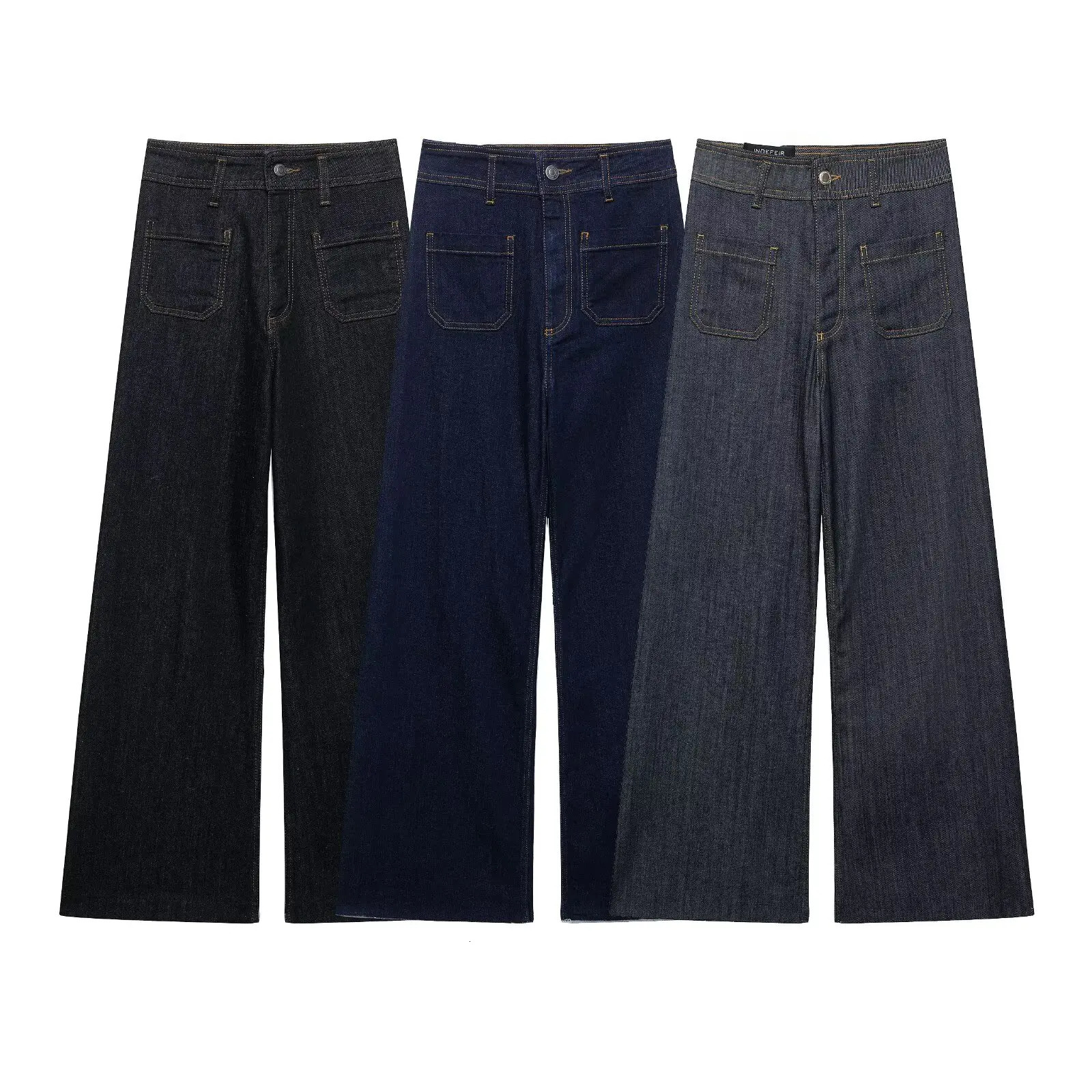 European and American high waisted fashionable matching straight wide leg jeans 250403