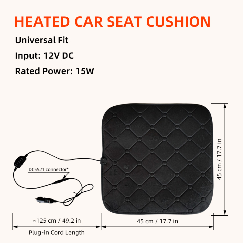 Winter Warm Heated Car Seat Cushion - 12V DC, One-Click Heating, Anti-Slip, 5 Colors, Universal Fit for Most Vehicles & Home Office, Fast Heating, Hea