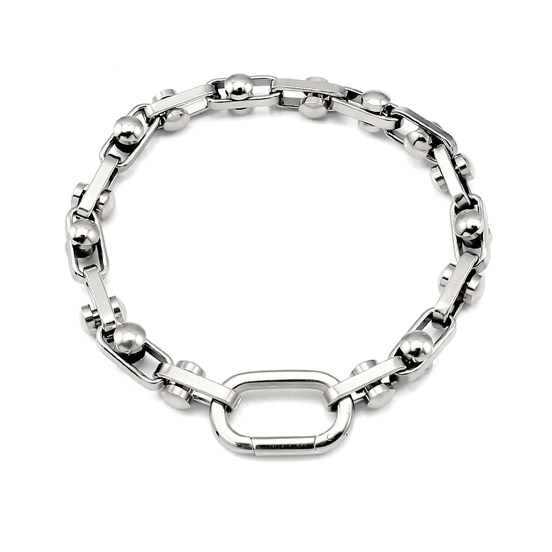 High Quality Stainless Steel 18K Gold Plated Non Tarnish Thick Nut Link Chain Necklace Bracelet Set Women Men