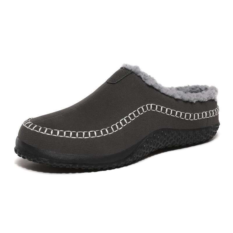 Large size men's with winter fleece, indoor cotton slippers for lazy people, casual toe shoes BY-9