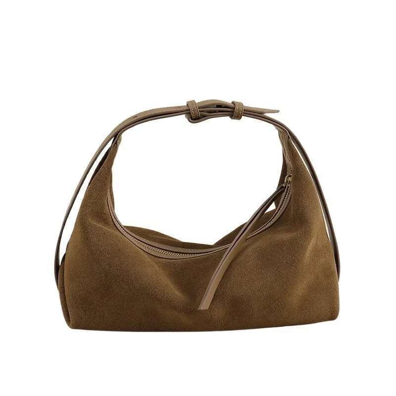 2025 New Nubuck Dumpg Hobo Soft Touch Matte Suede Leather Women Shoulder Adjustable Handle Hand Bag For Lady