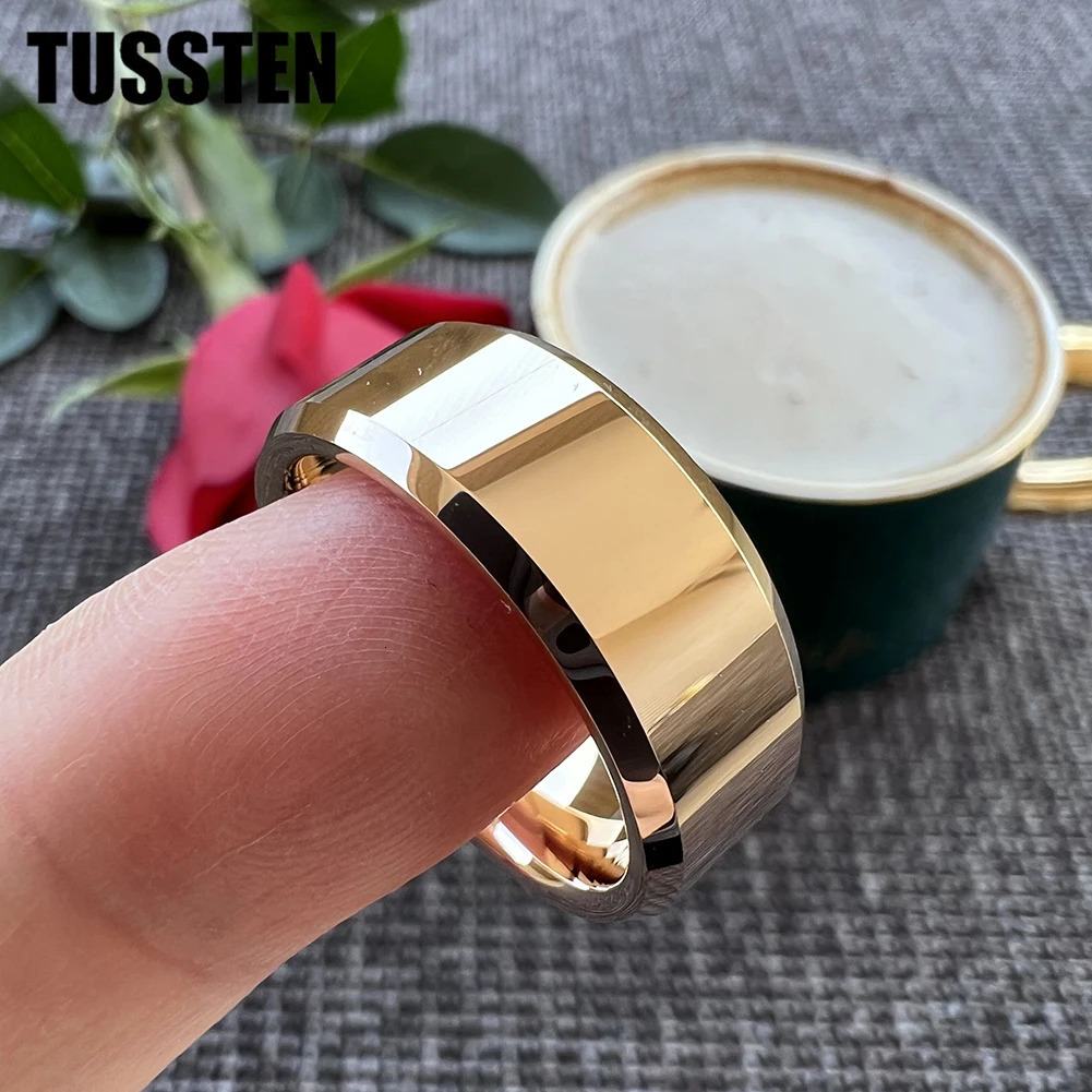 TUSSTEN 68MM Men Women Tungsten Engagement Wedding Band Ring High Polished Beveled Finish Comfortable Fit 251031