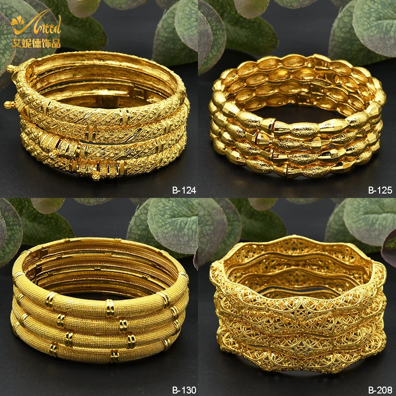 ANIID African Ethiopia Dubai Fashion 24K Gold Color Bangle Jewelry Women Party Bride Wedding Gifts Bracelet Wholesale 251031