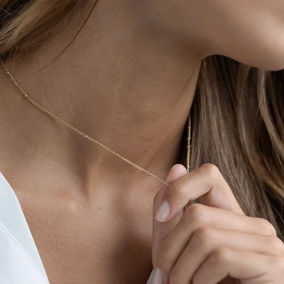 SUNIBI Stainless Steel Chain Necklace for Women Gold Color Thin Choker Bead Chain Necklace Jewelry Wholesale DropshippingW251105
