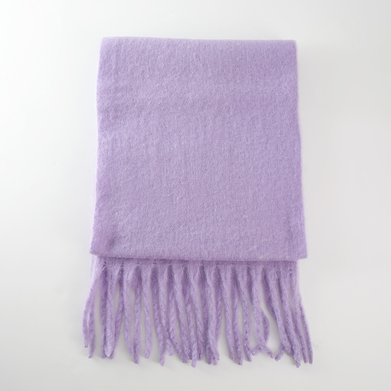 K315 Soft waxy mohair scarf for women Korean version ins new winter trend simple thick warm solid color imitation cashmere scarf
