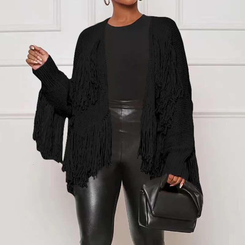 Winter New Arrival Fashion Solid Color Casual Knitted Cardigan For Women Tassel Trendy Loose Tops Female 33A2335