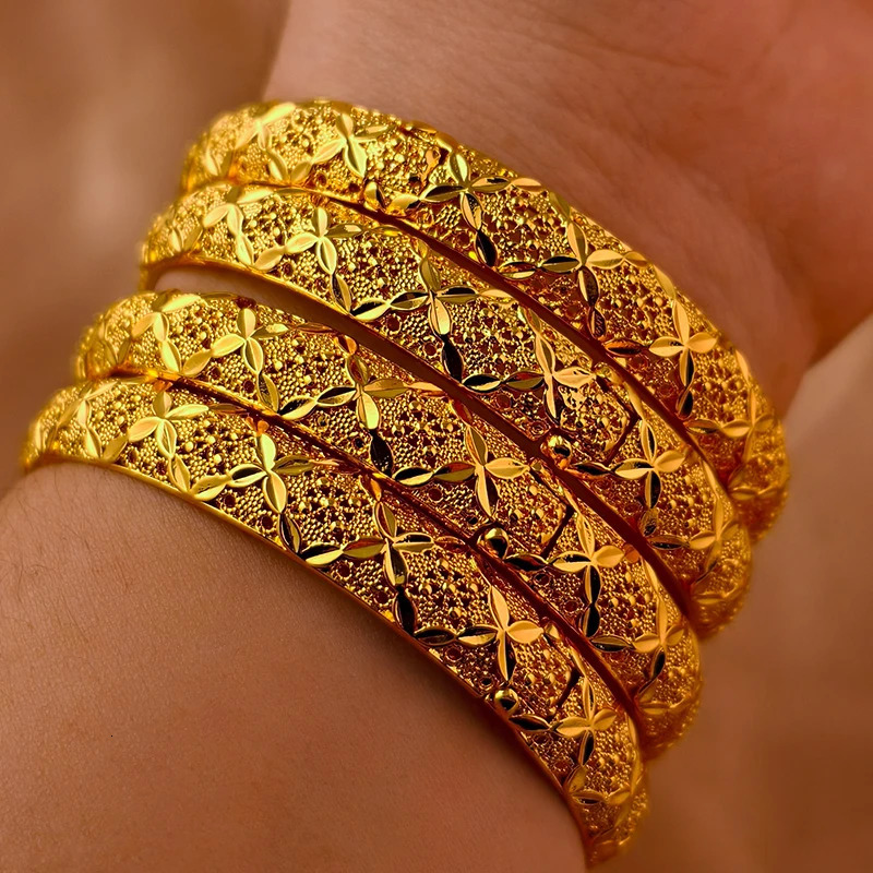 Dubai Kurdish Turkish Gold Plated Bangles for Women Middle East Wedding Accessory Bridal Bracelets Jewelry 251031
