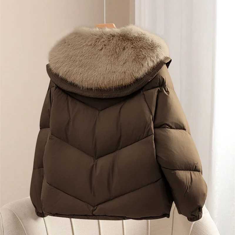 Fashion Fur Collar Down Cotton Jacket Short Parka Womens Cotton Coat New 2025 Winter Jacket Thick Warm Casual Cotton OvercoatT251105