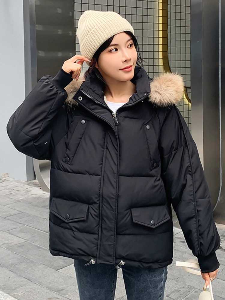 2025 Cotton Padded Faux fur collar Parka New Fashion Cotton Autumn Winter Jacket Women Thick Warm Parkas Female OuterwearT251105