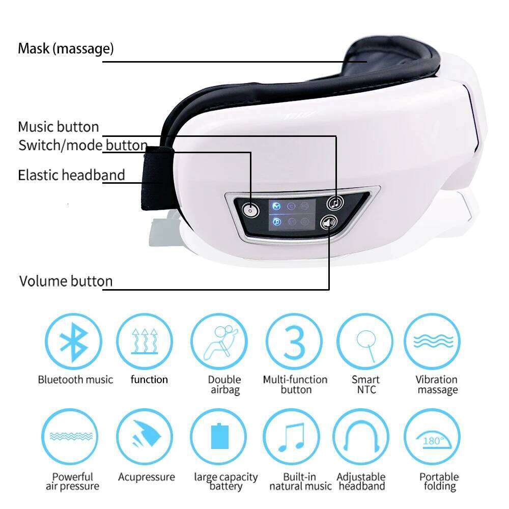 Smart Airbag Vibrating Massager With Bluetooth Music Relaxation Function Can Relieve Fatigue, Care For Eye Health, And