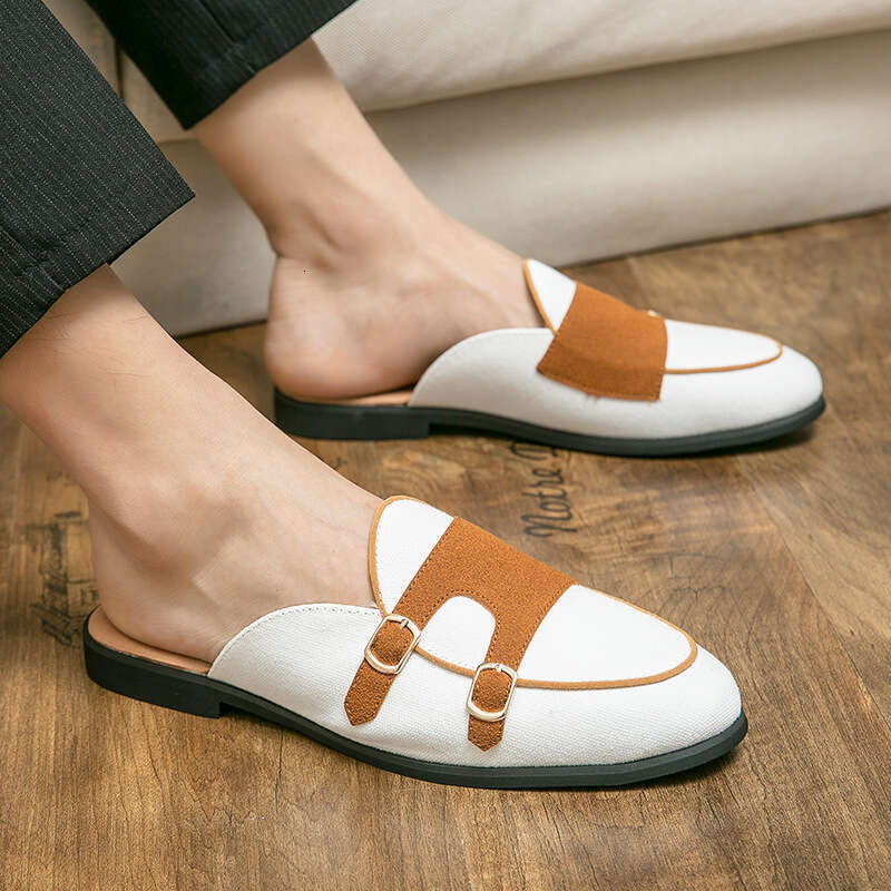 Oversized Baotou Half Tuo Sandals 2023 Summer New One Step Casual Bean British Colored Men's Shoes