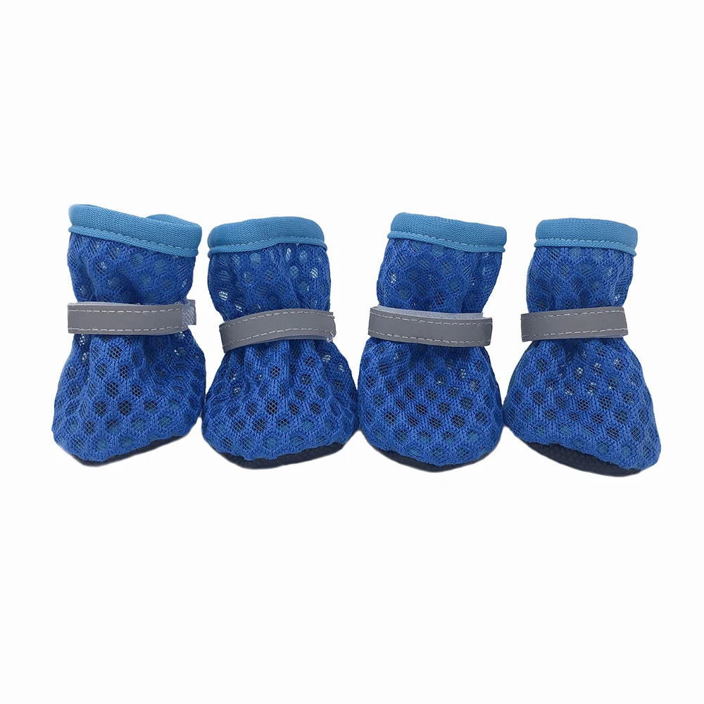 4pcs/set Dog Shoes Summer Pet Shoes For Small Dogs Cats Outdoor Walking Soft Sole Puppy Sandals Reflective Breathable Yorkshire 250402
